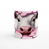 Gülümseyen İnek ve Kalpli Çatlak Duvar Temalı Baskılı Kupa Bardak thumbnail 1