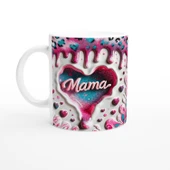 Mama Yazılı Sanatsal Desenli Kalpli Anneler Günü Kupa Bardak thumbnail 1