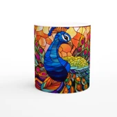 Gökkuşağı Kanatlı Tavus Kuşu Vitray Desenli Baskılı Kupa Bardak - 2 thumbnail 1