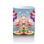 Çocuklara Sütü Sevdiren Gülümseyen Çiçek Balonlar ve Renkli Bulutlar Desenli Kupa Bardak - 3