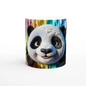 Renkli Damlaların Arasından Bakan Sevimli Panda Temalı Baskılı Kupa Bardak thumbnail 1