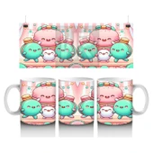 Çocuklara Sütü Sevdiren Neşeli Macaron Ailesi Desenli Kupa Bardak - 1