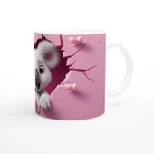 Pembe Duvarı Yırtarak Bakan Sevimli Koala Temalı Baskılı Kupa Bardak thumbnail 3