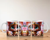 Çocuklara Sütü Sevdiren Mısır Prenses Kedisi Kupa Bardak - 5