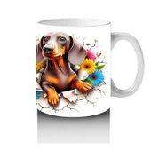 Çocuklara Sütü Sevdiren Çiçek Buketli Yavru Köpek Kupa Bardak - 4