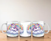 Çocuklara Sütü Sevdiren Gökyüzünde Parıldayan Unicorn Kupa Bardak - 5