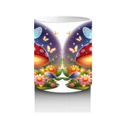 Çocuklara Sütü Sevdiren Mantar Üstünde Oturan Peri Kız Desenli Kupa Bardak - 3