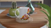 Renkli Çiçekler Arasında Pastel Horoz Baskılı Kupa Bardak - 3