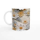 Pastel Zarafetinde Rölyef Çiçekli Kupa Bardak thumbnail 1