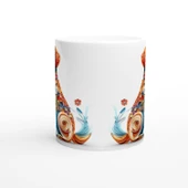 Renkli Çiçekli Zarif Köpek Tasarımlı Sanatsal Kupa Bardak - 2