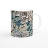 Pastel Mavi ve Krem Çiçekli Kupa Bardak thumbnail 3