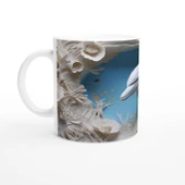 Mercan Ormanında Yüzen Yunus Temalı Su Altı Kupa Bardak thumbnail 2