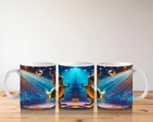 Çocuklara Sütü Sevdiren Disko Topu Altında Dans Eden Dinozor Desenli Kupa Bardak - 5