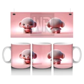 Çocuklara Sütü Sevdiren Kalp Tutan Minik Fil Kupa Bardak thumbnail 1