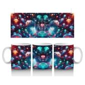 Çocuklara Sütü Sevdiren Işık Saçan Denizaltı Roketleri ve Denizanası Dünyası Desenli Kupa Bardak - 1