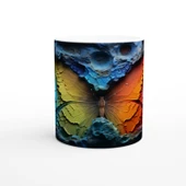 Gökkuşağı Kanatlı Kelebek ve Krater Doku Baskılı Kupa Bardak thumbnail 1
