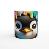 Renkli Boyalar Arasından Bakan Penguen Temalı Baskılı Kupa Bardak thumbnail 1