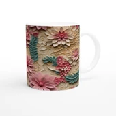 Pembe Çiçek Buketi Kupa Bardak - 3