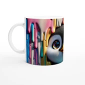 Renkli Boyalar Arasından Bakan Penguen Temalı Baskılı Kupa Bardak thumbnail 2