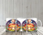 Çocuklara Sütü Sevdiren Mantar Üstünde Oturan Peri Kız Desenli Kupa Bardak - 6