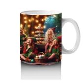 Çocuklara Sütü Sevdiren Neşeli Elfler ve Orman Şenliği Desenli Kupa Bardak - 4