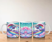 Çocuklara Sütü Sevdiren Bulutlar Arasında Dans Eden Unicornlar Kupa Bardak - 5