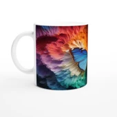 Gökkuşağı Dokusunda Parlayan Mavi Kelebek Baskılı Kupa Bardak thumbnail 2