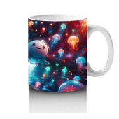 Çocuklara Sütü Sevdiren Işık Saçan Denizaltı Roketleri ve Denizanası Dünyası Desenli Kupa Bardak - 4