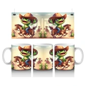 Çocuklara Sütü Sevdiren Atlı Kovboy Kurbağa Kupa Bardak - 1