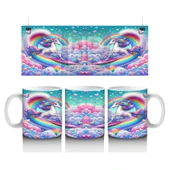 Çocuklara Sütü Sevdiren Bulutlar Arasında Dans Eden Unicornlar Kupa Bardak - 1