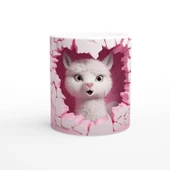 Pembe Duvarı Yırtan Sevimli Lama Temalı Baskılı Kupa Bardak thumbnail 1