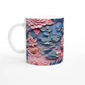 Pembe ve Mavi Geçişli Rölyef Çiçekli Kupa Bardak thumbnail 1