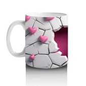 Çocuklara Sütü Sevdiren Kalp Çatlağından Bakan Pembeli Kuş Kupa Bardak - 2