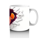 Çocuklara Sütü Sevdiren Duvarı Delip Bakan Renkli Palyaço Balığı Kupa Bardak - 4