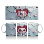 Çocuklara Sütü Sevdiren Duvarı Delip Bakan Meraklı Baykuş Kupa Bardak - 1