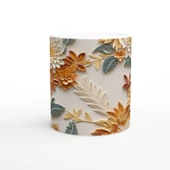 Pastel Bahar Çiçekleri Rölyef Desenli Kupa Bardak - 2