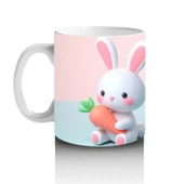 Çocuklara Sütü Sevdiren Havuçlu Tavşan Kupa Bardak - 2