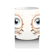 Çocuklara Sütü Sevdiren Gözleri Parıldayan Baykuş Çifti Kupa Bardak - 3