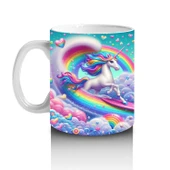 Çocuklara Sütü Sevdiren Bulutlar Arasında Dans Eden Unicornlar Kupa Bardak - 2