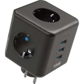 Winnboss Akım Korumalı Isıya Dayanıklı 3 Lü Duvar Tipi Priz 3 Adet Usb 3440 - 1