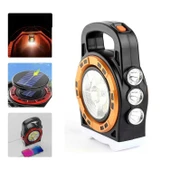 Dış Mekan Solar Şarj Işığı Çok Fonksiyonlu Projektör Hazine Güçlü Işık El Feneri P-6678c - 1