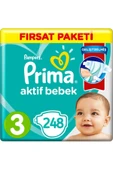 Prima Bebek Bezi Aktif Bebek 3 Beden 6-10 Kg 4*62 248 Adet - 1