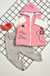 Kız Bebek Mini Diva Pembe Yelekli 3lü Takım - 1