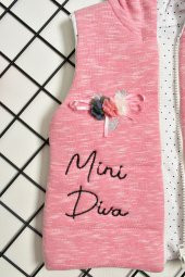 Kız Bebek Mini Diva Pembe Yelekli 3lü Takım - 2