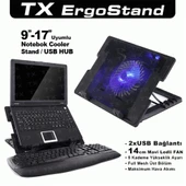 TX ACNBERGST  ErgoStand 14cm Led Fan'lı 5 KademeLİ 2xUsb 9"-17" Notebook Soğutucu-Stand - 1