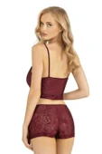 Litae Bordo Saten Şort Takımı 9219 - 2