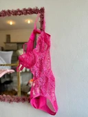 Litae Çiçek Desenli Pembe Bodysuit - 2