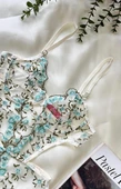 Litae Yeşil Çiçek Büyük Desenli Bodysuit - 2