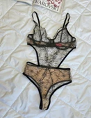 Litae Desenli Ten Siyah Bodysuit - 1