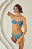 Renkli Deep Tüfted Straplez Bikini Takımı thumbnail 1